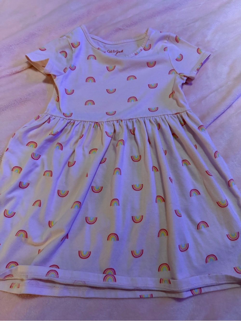 Cat & Jack Light Pink Rainbow Print Girl's Casual Dress